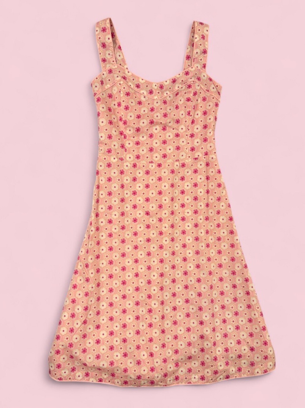 Barneys New York Made in Italy Pink Floral Cotton Maxi Dress Size 38/US 2